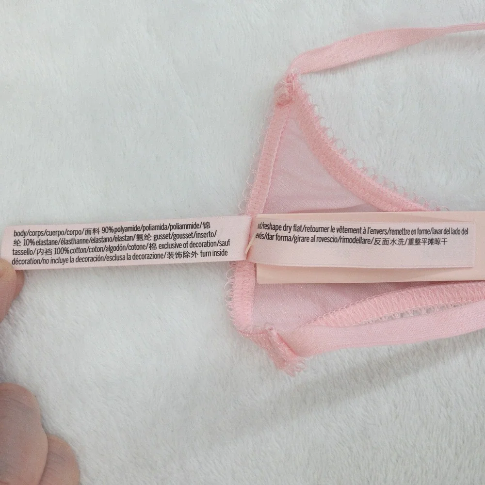 Victorias Secret Dream Angels Crystal Shimmer Thong Panties Womens Medium Pink
